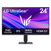 LG 24'' UltraGear™ 144Hz (O/C) FHD IPS -pelinäyttö | NVIDIA G-SYNCR -yhteensopiva 24G411A, SRGB 99% (tyyp.), etunäkymä, 24G411A-B, thumbnail 1