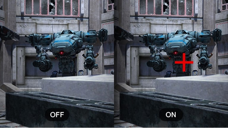 Näytetään Crosshair-toiminto käytännössä UltraGear-näytöllä.