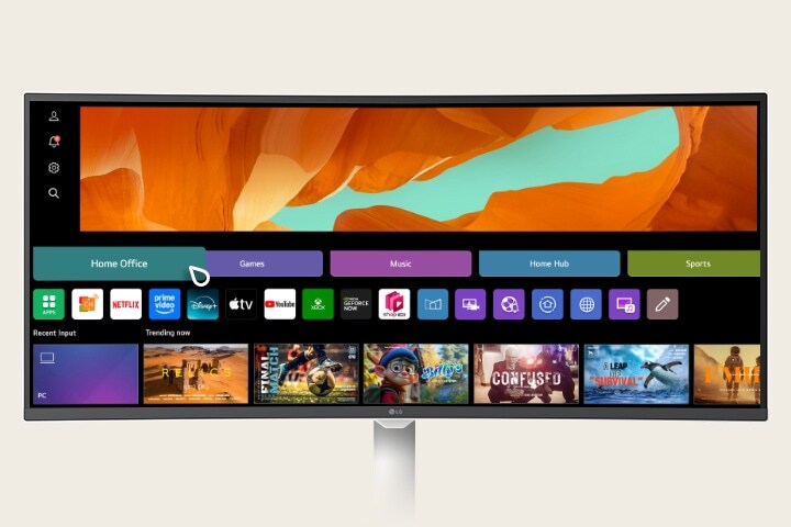 Kuvassa näkyy monenlaista sisältöä WebOS:ssä.	