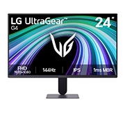 LG 27'' UltraGear™ G4 | 1920 x 1080 | 144Hz | IPS-pelinäyttö, Tämä kuva näyttää edestä kuvattuna 27-tuumaisen LG UltraGear G4 -pelinäytön, jossa on IPS-näyttö FHD-tarkkuudella (1920×1080), 144&nbsp;Hz:n virkistystaajuus ja 1ms MBR -vasteaika; kuva korostaa pelikäyttö, 27G411B-B, thumbnail 1