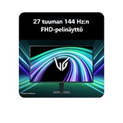 LG 27'' UltraGear™ G4 | 1920 x 1080 | 144Hz | IPS-pelinäyttö, Pelinäytön etukuva futuristisessa, neontyylisessä ympäristössä., 27G411B-B, thumbnail 4