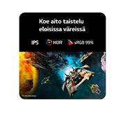 LG 27'' UltraGear™ G4 | 1920 x 1080 | 144Hz | IPS-pelinäyttö, Pelinäytöllä näkyy futuristinen kamppailukohtaus, joka esittelee 99&nbsp;%:n sRGB-väriavaruuden, IPS-paneelin ja HDR-sertifioinnin tarjoamia eloisia värejä., 27G411B-B, thumbnail 5