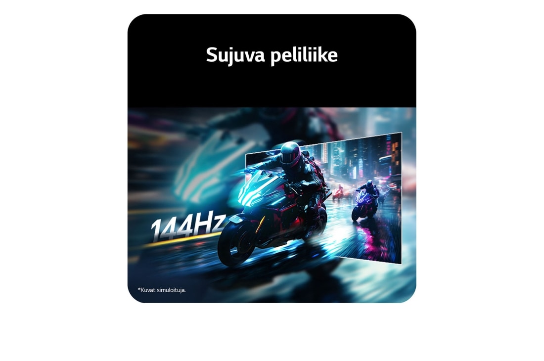 LG 27'' UltraGear™ G4 | 1920 x 1080 | 144Hz | IPS-pelinäyttö, Pelinäytöllä näytettävä moottoripyöräilykohtaus, joka havainnollistaa 144&nbsp;Hz:n virkistystaajuutta ja sen tarjoamaa sujuvaa peliliikettä., 27G411B-B, thumbnail 6