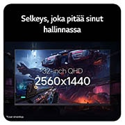 LG 32'' UltraGear™ G650B | 2560 x 1440 | 165Hz | IPS-pelinäyttö, LG UltraGear 32G650B-B, 32" QHD 1440P, 165 Hz, HDR10, AMD FreeSync™ Premium – täydellinen uppoutuminen, korkea virkistystaajuus ja lähes reunukseton muotoilu., 32G650B-B, thumbnail 5
