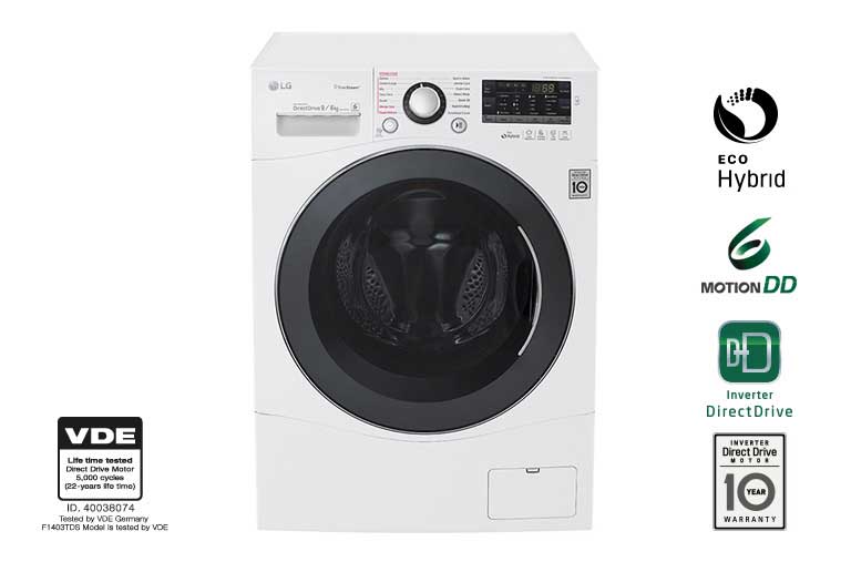 LG 1-9 kg / 1-6 kg True Steam™ 6 Motion Direct Drive -kuivaava pesukone, FH4A8FDH2N, thumbnail 1