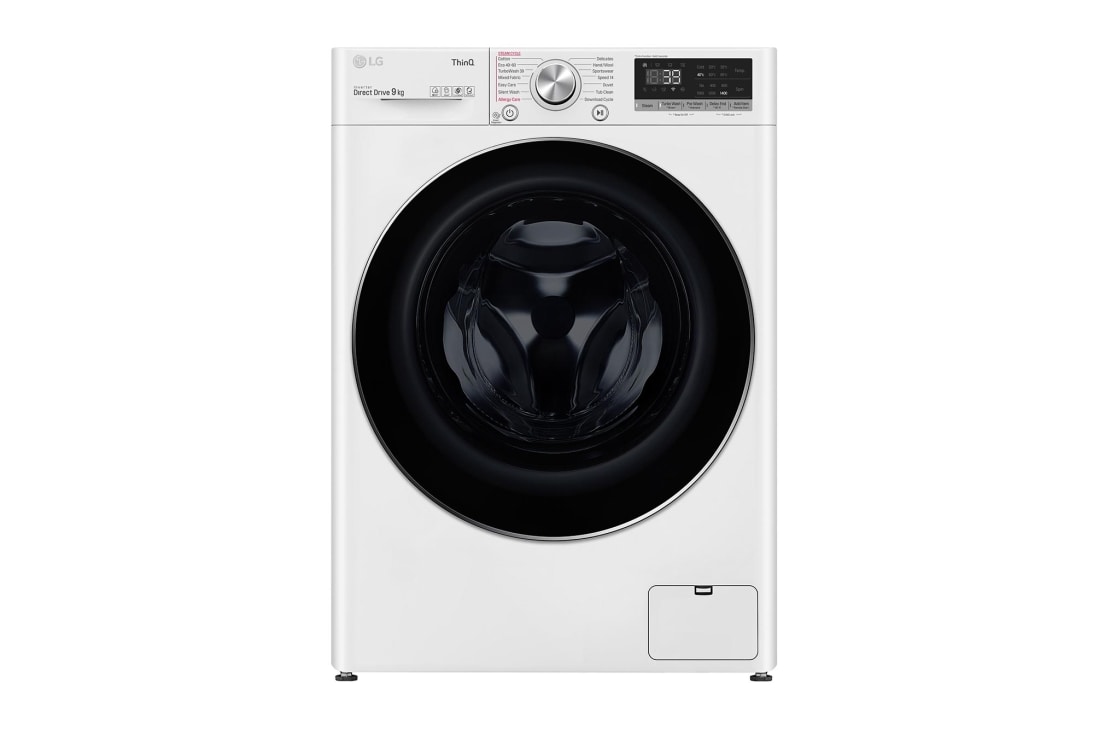 LG 9 kg Pyykinpesukone(Valkoinen) - Steam, Energialuokka A, , TurboWash360™, AI DD™, Smart Diagnosis™ - Wi-Fi-yhteys, FV90VNS2QE