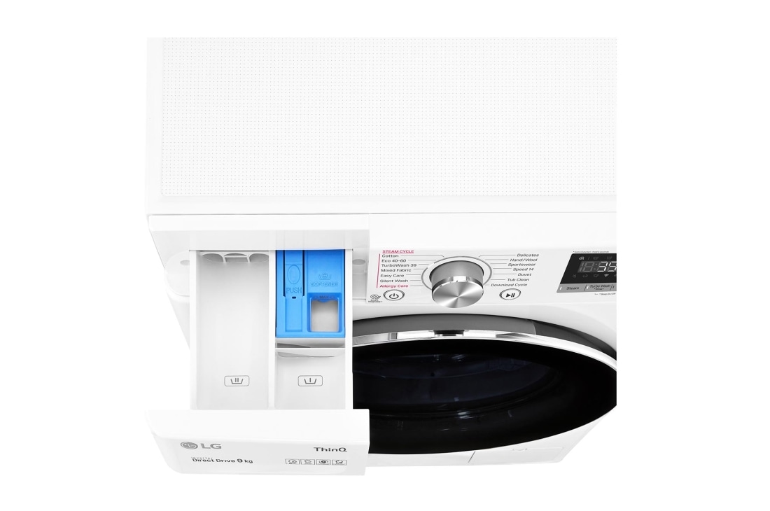 LG 9 kg Pyykinpesukone(Valkoinen) - Steam, Energialuokka A, , TurboWash360™, AI DD™, Smart Diagnosis™ - Wi-Fi-yhteys, FV90VNS2QE, thumbnail 6