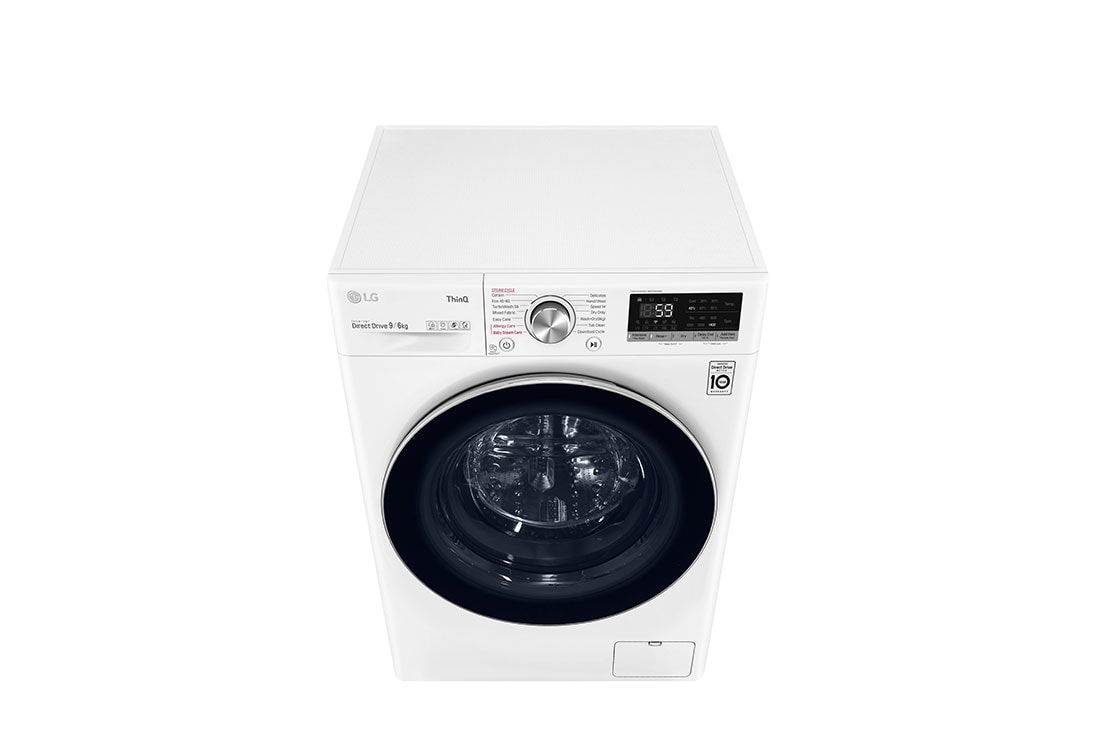 LG 9 kg / 6 kg Kuivaava pesukone(Valkoinen) - Steam, Energialuokka E, TurboWash™, AI DD™, Smart Diagnosis™ - Wi-Fi-yhteys, CV50V6S2EE, CV50V6S2EE, thumbnail 9