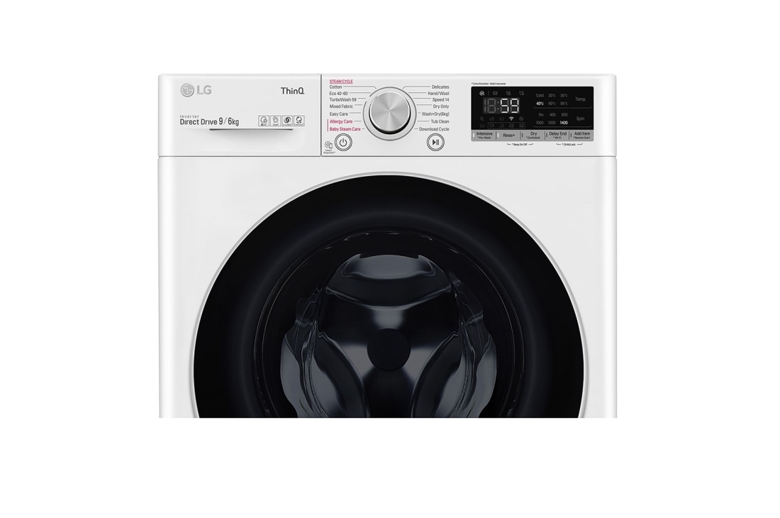 LG 9 kg / 6 kg Kuivaava pesukone(Valkoinen) - Steam, Energialuokka E, TurboWash™, AI DD™, Smart Diagnosis™ - Wi-Fi-yhteys, P4AQVH1WE, thumbnail 4