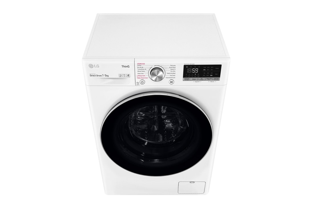 LG 7 kg / 5 kg Kuivaava pesukone(Valkoinen) - Steam,  Energialuokka E, TurboWash™, AI DD™, Smart Diagnosis™ - Wi-Fi-yhteys, F2DV707S2WS, thumbnail 10