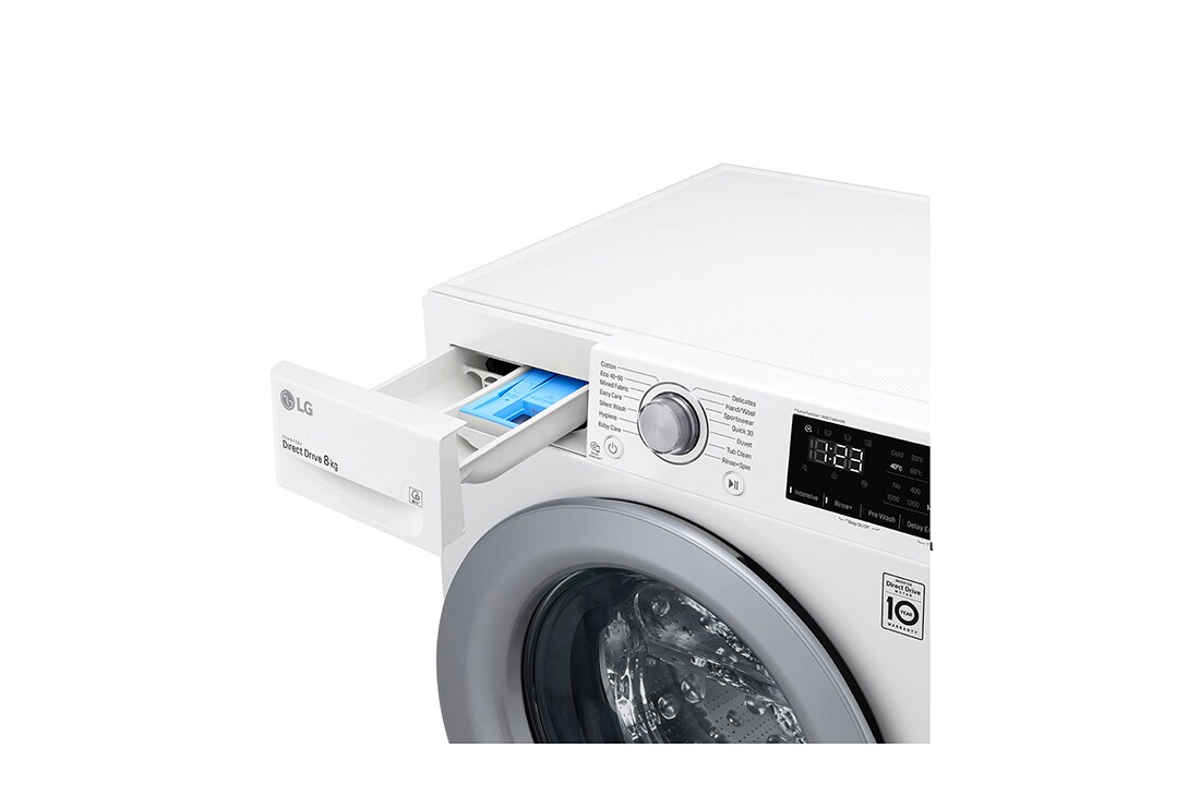 LG 8 kg Pyykinpesukone(Valkoinen) - Energialuokka D, AI DD™, Smart Diagnosis™, K4WV308N1W, thumbnail 5