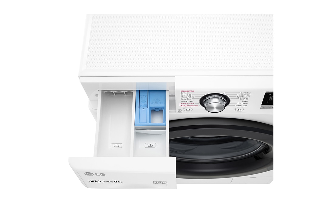 LG 9 kg Pyykinpesukone(Valkoinen) - Steam, Energialuokka D, AI DD™, Smart Diagnosis™, F4WV409S3W, thumbnail 6
