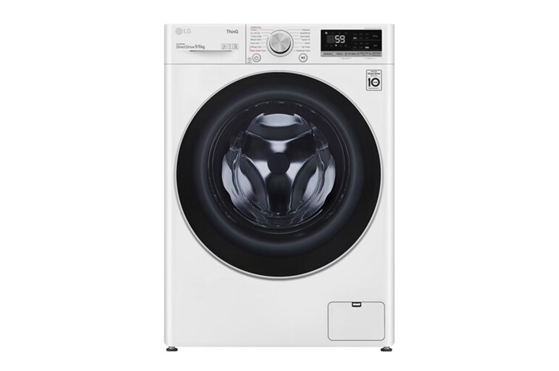 LG 9 kg / 6 kg Kuivaava pesukone(Valkoinen) - Steam, Energialuokka E, AI DD™, Smart Diagnosis™ - Wi-Fi-yhteys, k4dv409s1we, K4DV409S1WE