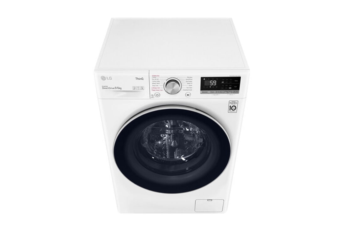 LG 9 kg / 6 kg Kuivaava pesukone(Valkoinen) - Steam, Energialuokka E, AI DD™, Smart Diagnosis™ - Wi-Fi-yhteys, k4dv409s1we, K4DV409S1WE, thumbnail 10