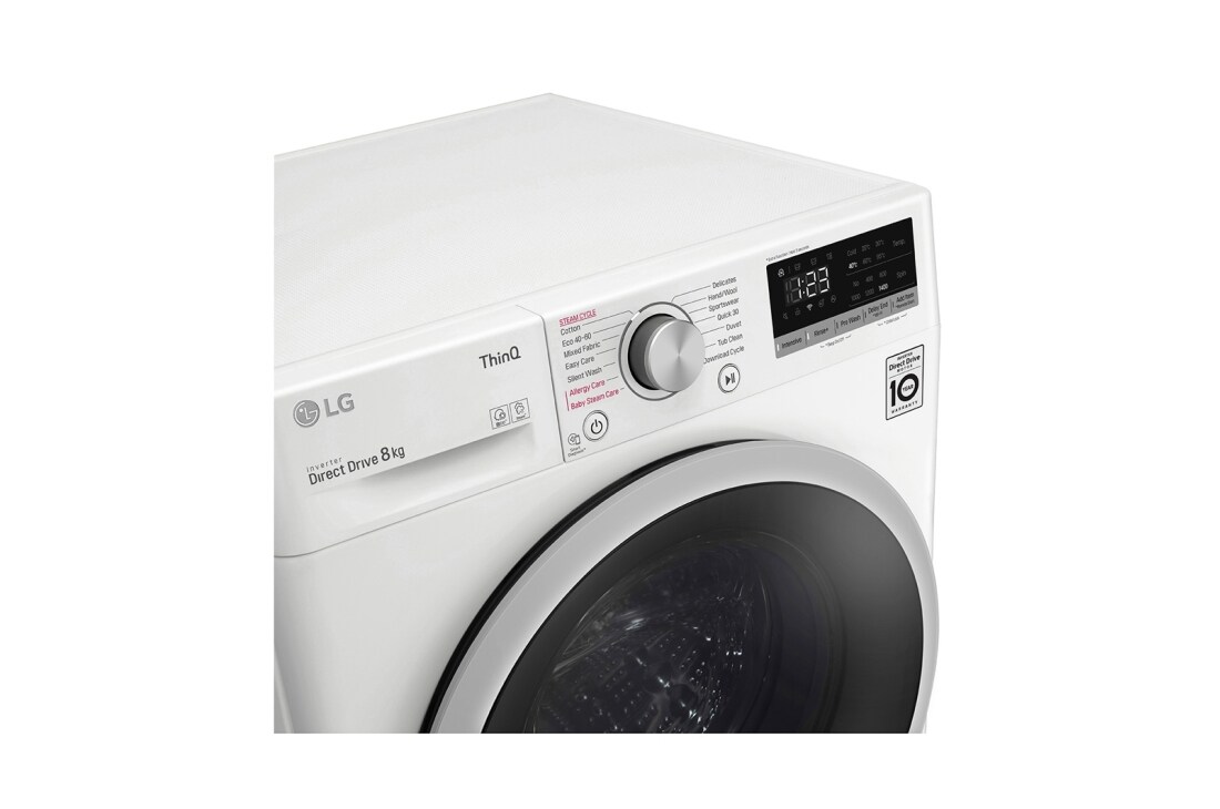 LG 8 kg Pyykinpesukone(Valkoinen) - Steam, Energialuokka D, AI DD™, Smart Diagnosis™ - Wi-Fi-yhteys, K4WV408S1W, thumbnail 7