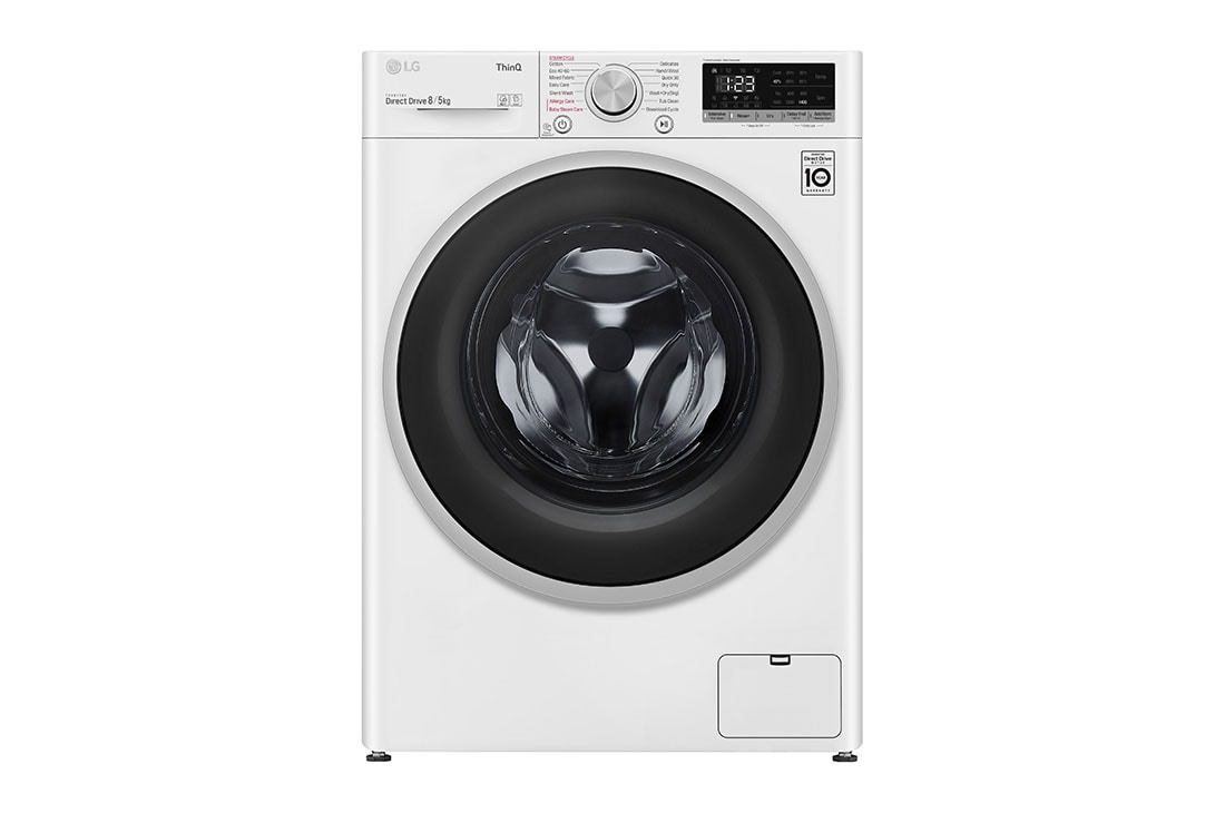 LG 8 kg / 5 kg Kuivaava pesukone(Valkoinen) - Steam, Energialuokka E, AI DD™, Smart Diagnosis™ - Wi-Fi-yhteys, K4DV508S1W