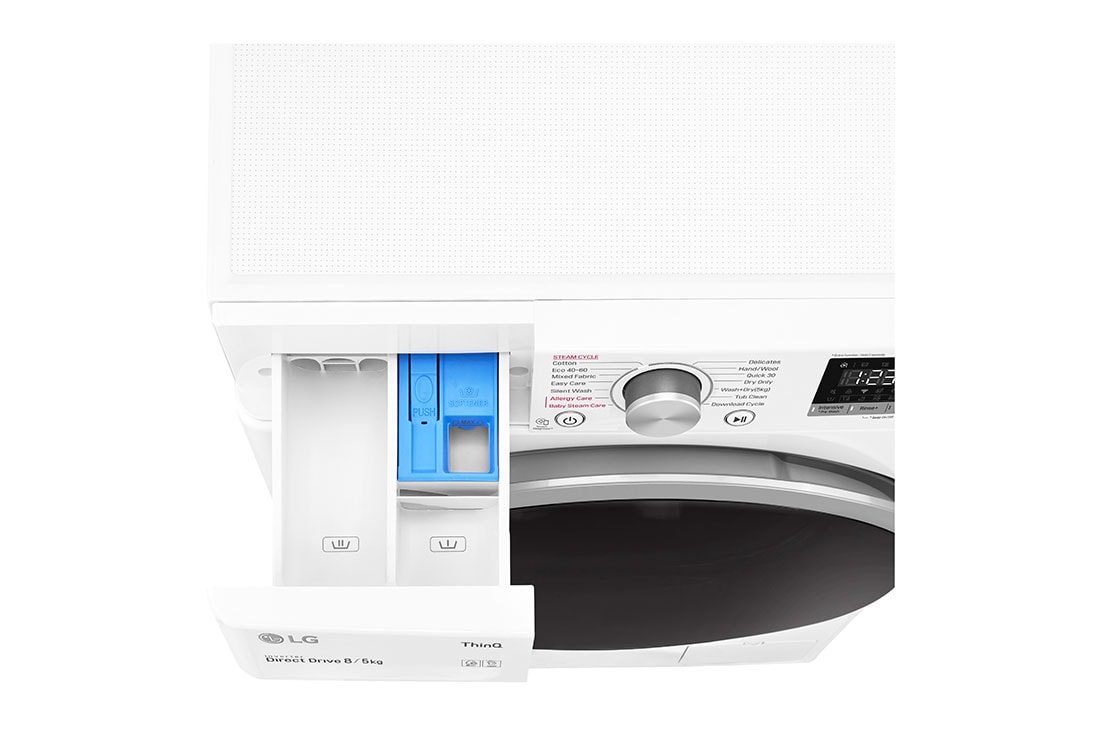 LG 8 kg / 5 kg Kuivaava pesukone(Valkoinen) - Steam, Energialuokka E, AI DD™, Smart Diagnosis™ - Wi-Fi-yhteys, K4DV508S1W, thumbnail 6