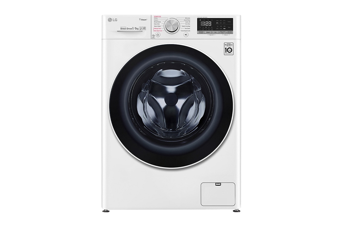 LG 8 kg / 5 kg Kuivaava pesukone(Valkoinen) - Steam, Energialuokka E, AI DD™, Smart Diagnosis™ - Wi-Fi-yhteys, F4DV508S2W