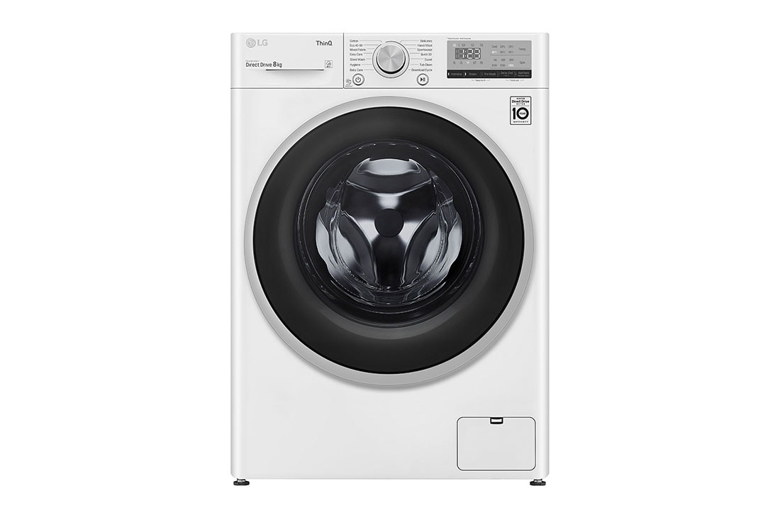 LG 8 kg Pyykinpesukone(Valkoinen), Energialuokka D, AI DD™, Smart Diagnosis™ - Wi-Fi-yhteys, F4WV409N1W, F4WV409N1W