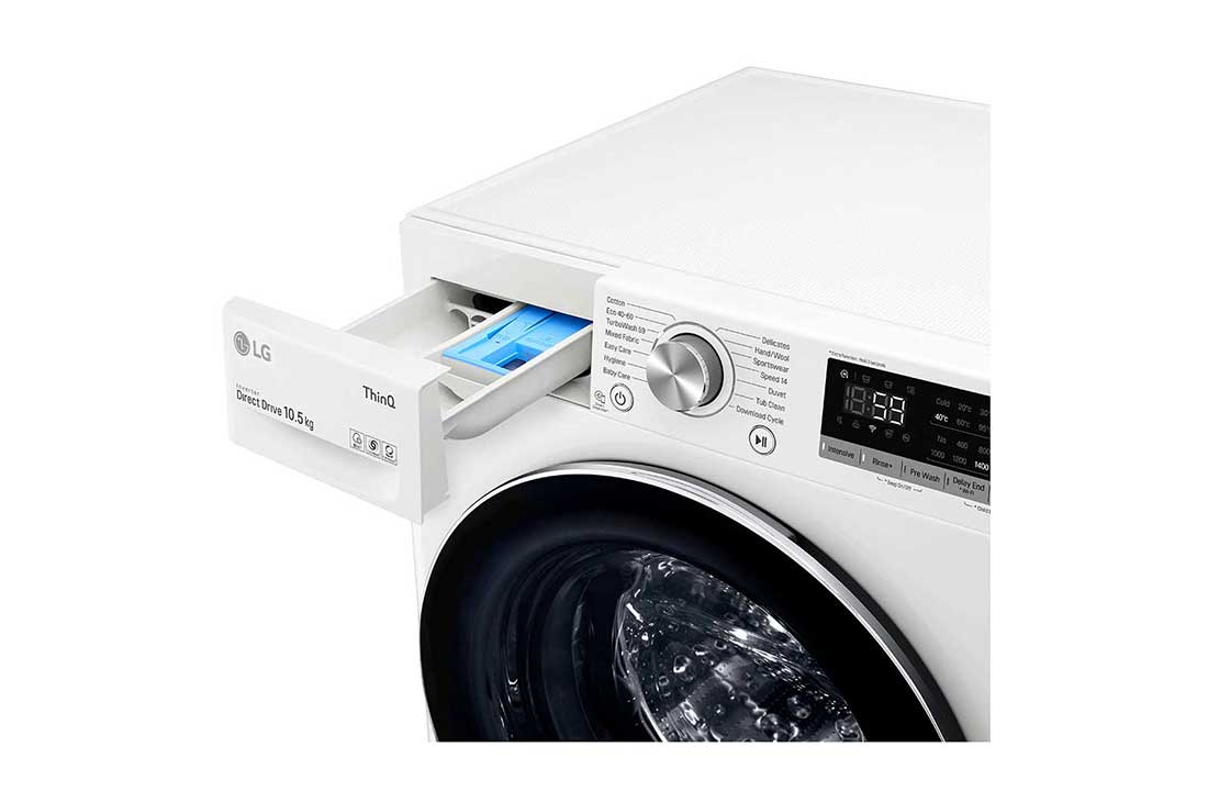 LG 10.5 kg Pyykinpesukone(Valkoinen) -  Energialuokka B, TurboWash™. AI DD™ , Smart Diagnosis™ - Wi-Fi-yhteys, K4WV710N1W, thumbnail 5