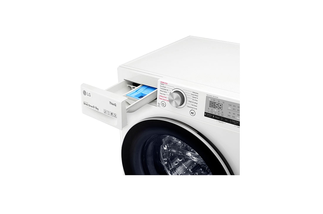 LG 9 kg / 6 kg Kuivaava pesukone(Valkoinen) - Steam, Energialuokka E, TurboWash™. AI DD™ , Smart Diagnosis™ - Wi-Fi-yhteys, K4DV709H0W, K4DV709H0W, thumbnail 5