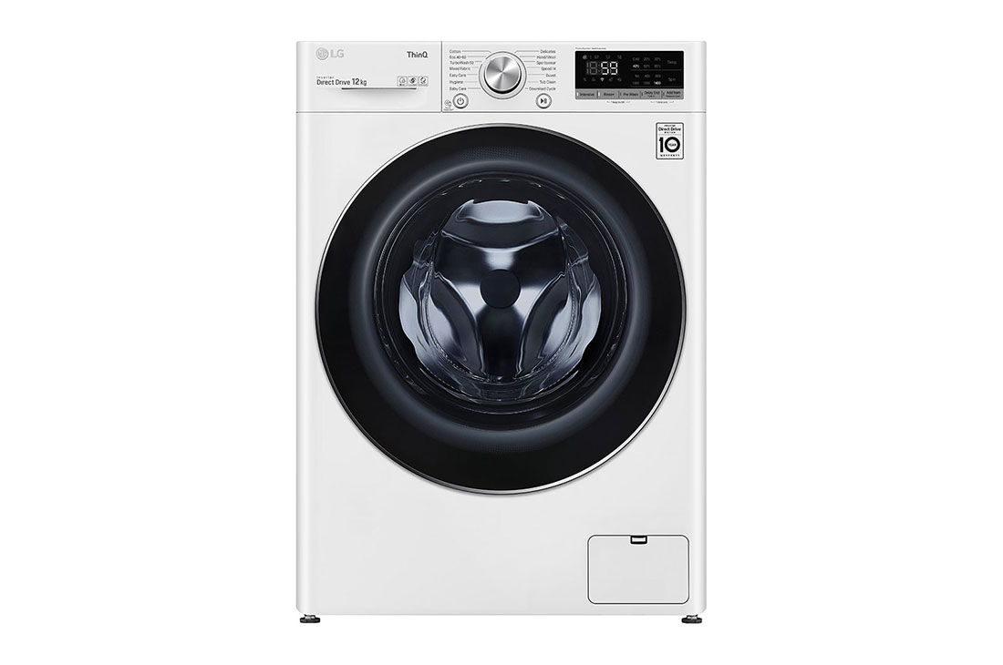 LG 12 kg Pyykinpesukone(Valkoinen) -  Energialuokka B, TurboWash™. AI DD™ , Smart Diagnosis™ - Wi-Fi-yhteys, F4WV712N1W