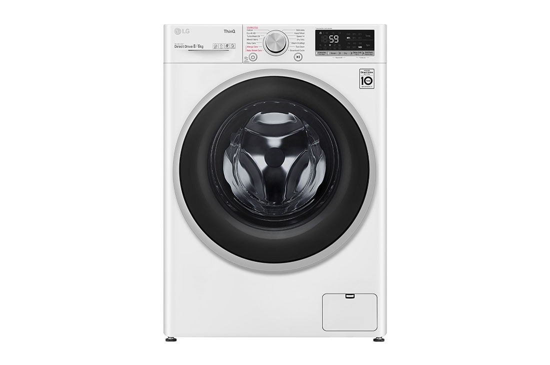 LG 8 kg / 6 kg Kuivaava pesukone(Valkoinen) - Energialuokka E, AI DD™, Smart Diagnosis™ - Wi-Fi-yhteys, P4AOTH1WE, P4AOTH1WE