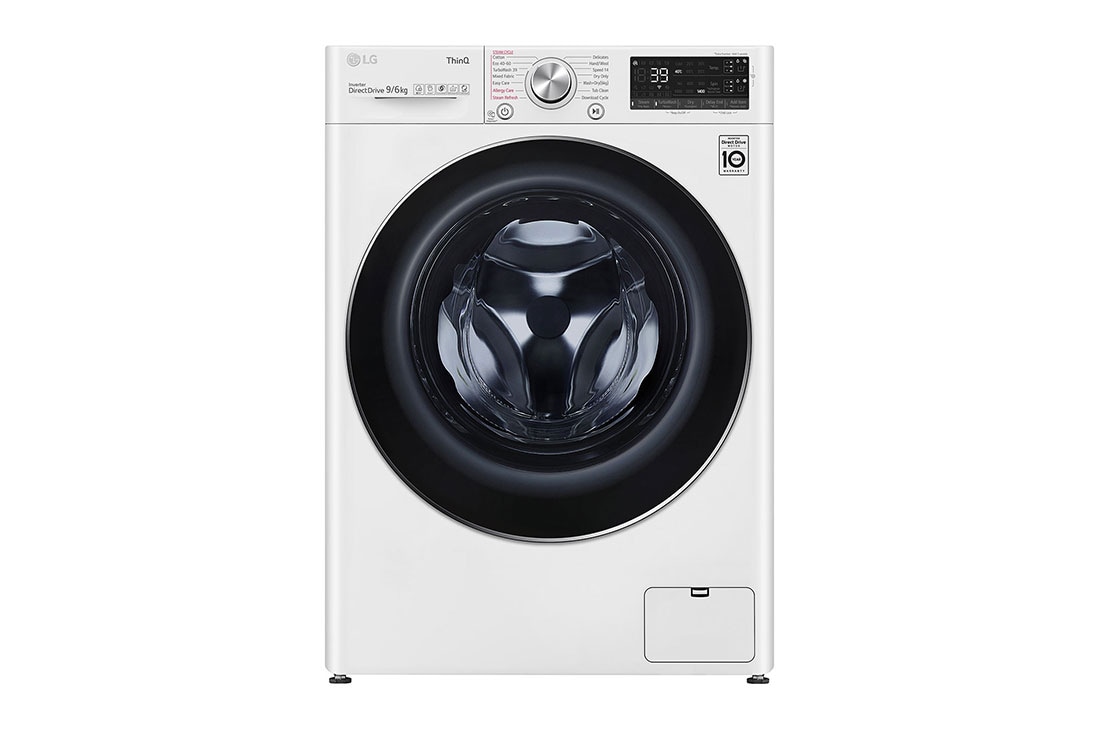 LG 9 kg / 6 kg Kuivaava pesukone(Valkonen) - Auto Dose, Steam, Energialuokka E, TurboWash™360, AI DD™ , Smart Diagnosis™ - Wi-Fi-yhteys, CV90V7S2QA, CV90V7S2QA
