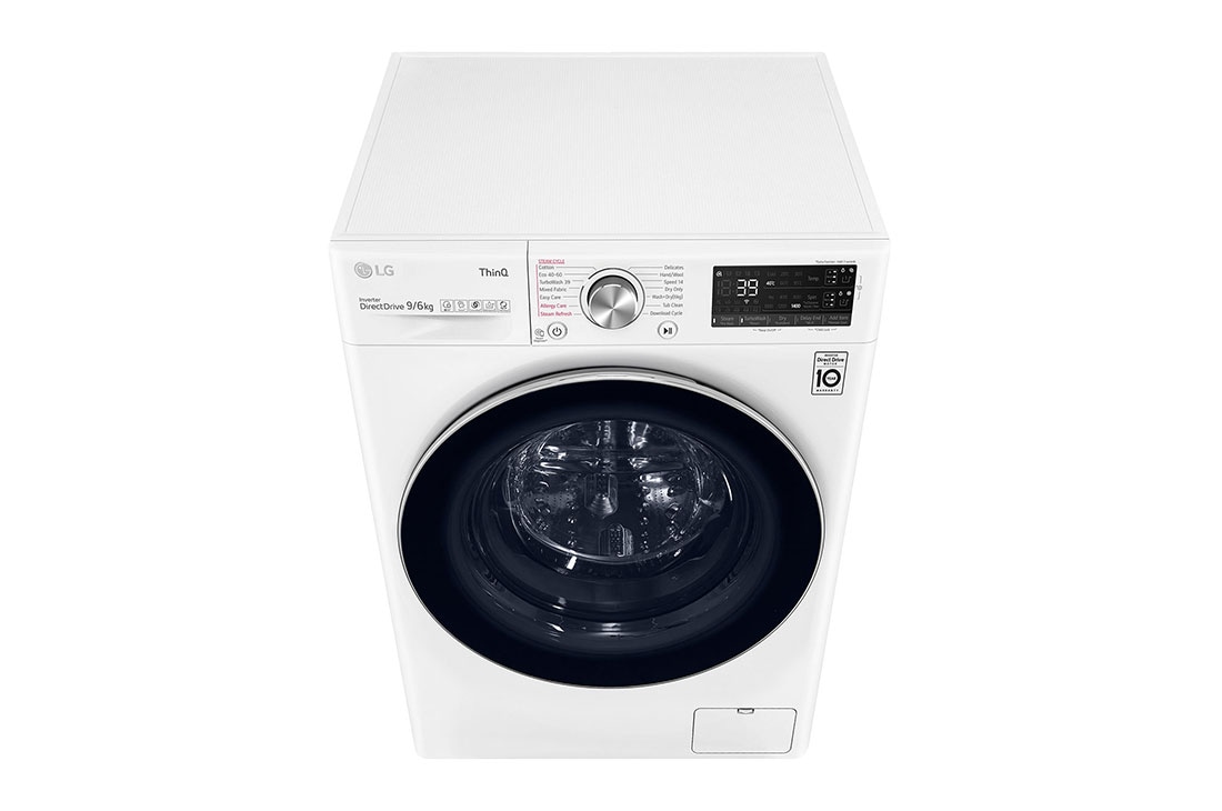 LG 9 kg / 6 kg Kuivaava pesukone(Valkonen) - Auto Dose, Steam, Energialuokka E, TurboWash™360, AI DD™ , Smart Diagnosis™ - Wi-Fi-yhteys, CV90V7S2QA, CV90V7S2QA, thumbnail 9