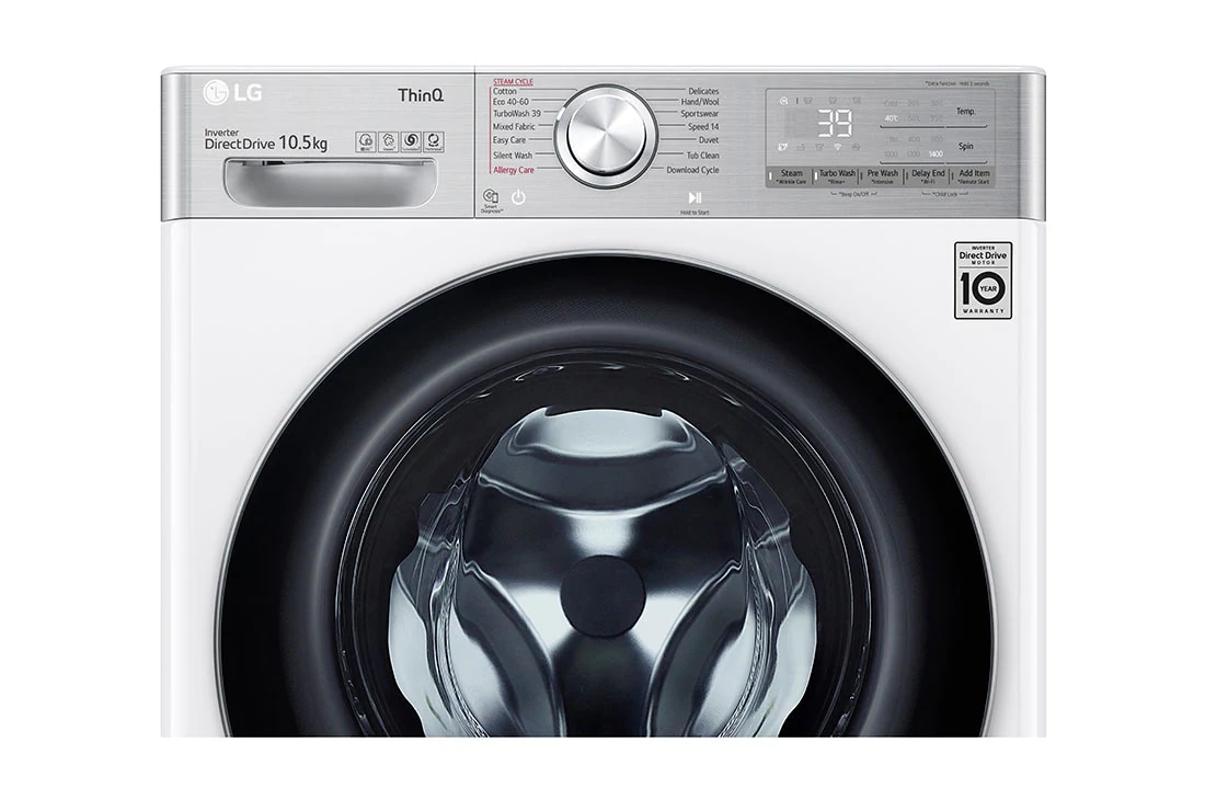 LG 10.5 kg Pyykinpesukone(Valkoinen) - Steam+, Energialuokka A, , TurboWash360™, AI DD™, Smart Diagnosis™ - Wi-Fi-yhteys, P4AVJS2WE, P4AVJS2WE, thumbnail 4