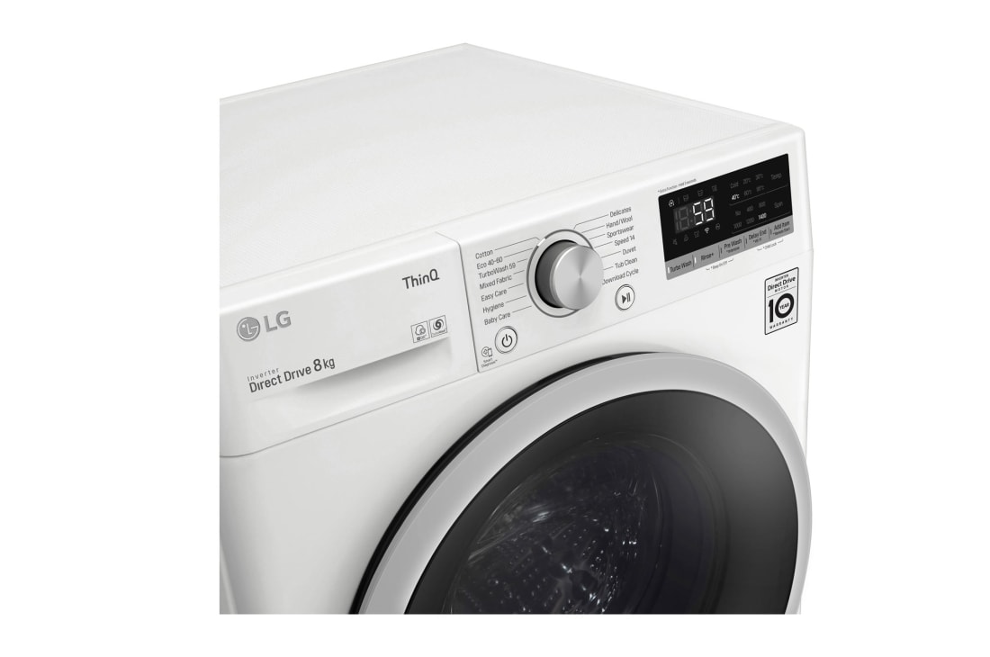 LG 8 kg Pyykinpesukone(Valkoinen) - Energialuokka B, TurboWash™, AI DD™, Smart Diagnosis™ - Wi-Fi-yhteys, K4WV508N1WB, thumbnail 5