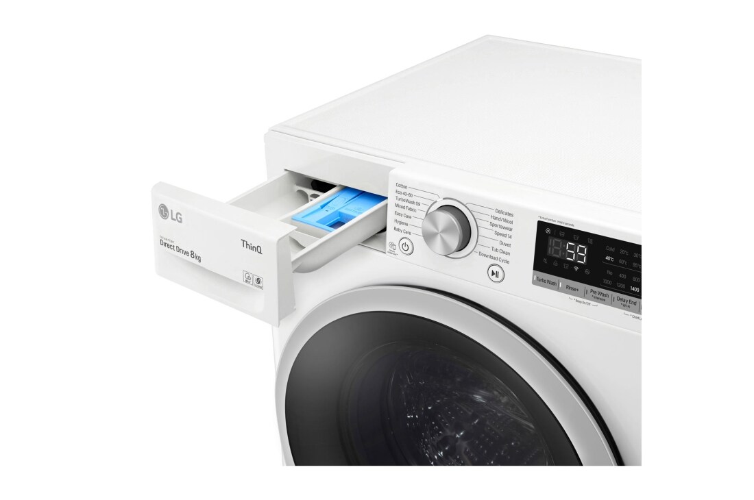LG 8 kg Pyykinpesukone(Valkoinen) - Energialuokka B, TurboWash™, AI DD™, Smart Diagnosis™ - Wi-Fi-yhteys, K4WV508N1WB, thumbnail 6