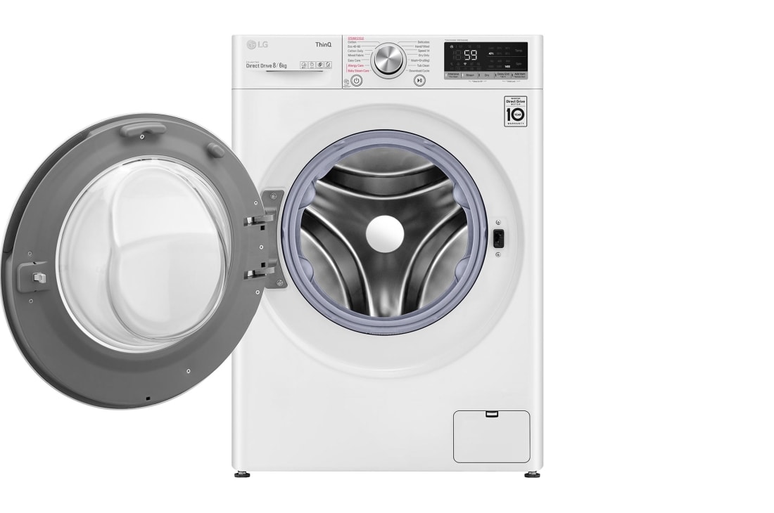 LG 8 kg / 6 kg Kuivaava pesukone(Valkoinen) - Steam, Energialuokka E, AI DD™, Smart Diagnosis™ - Wi-Fi-yhteys, F4DV508S2WE, thumbnail 2