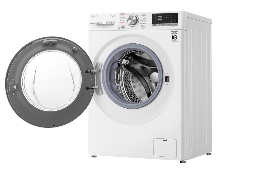 LG 8 kg / 6 kg Kuivaava pesukone(Valkoinen) - Steam, Energialuokka E, AI DD™, Smart Diagnosis™ - Wi-Fi-yhteys, F4DV508S2WE, thumbnail 8