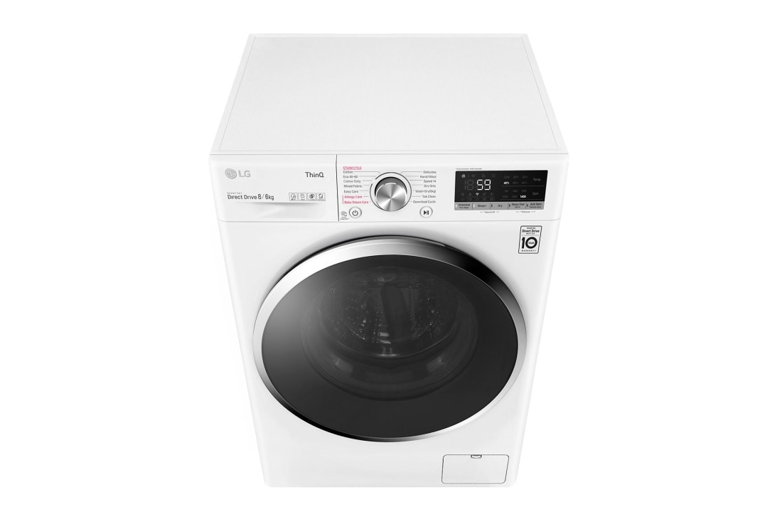 LG 8 kg / 6 kg Kuivaava pesukone(Valkoinen) - Steam, Energialuokka E, AI DD™, Smart Diagnosis™ - Wi-Fi-yhteys, F4DV508S2WE, thumbnail 9