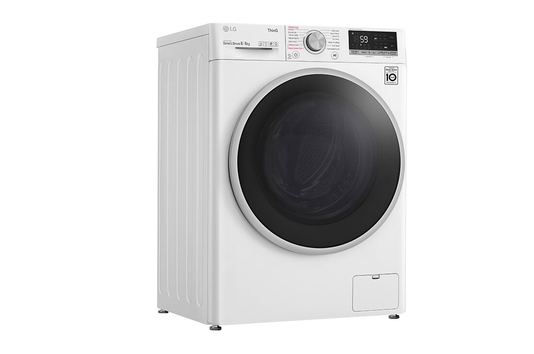 LG 8 kg / 6 kg Kuivaava pesukone(Valkoinen) - Steam, Energialuokka E, AI DD™, Smart Diagnosis™ - Wi-Fi-yhteys, K4DV508S1WE, K4DV508S1WE, thumbnail 11