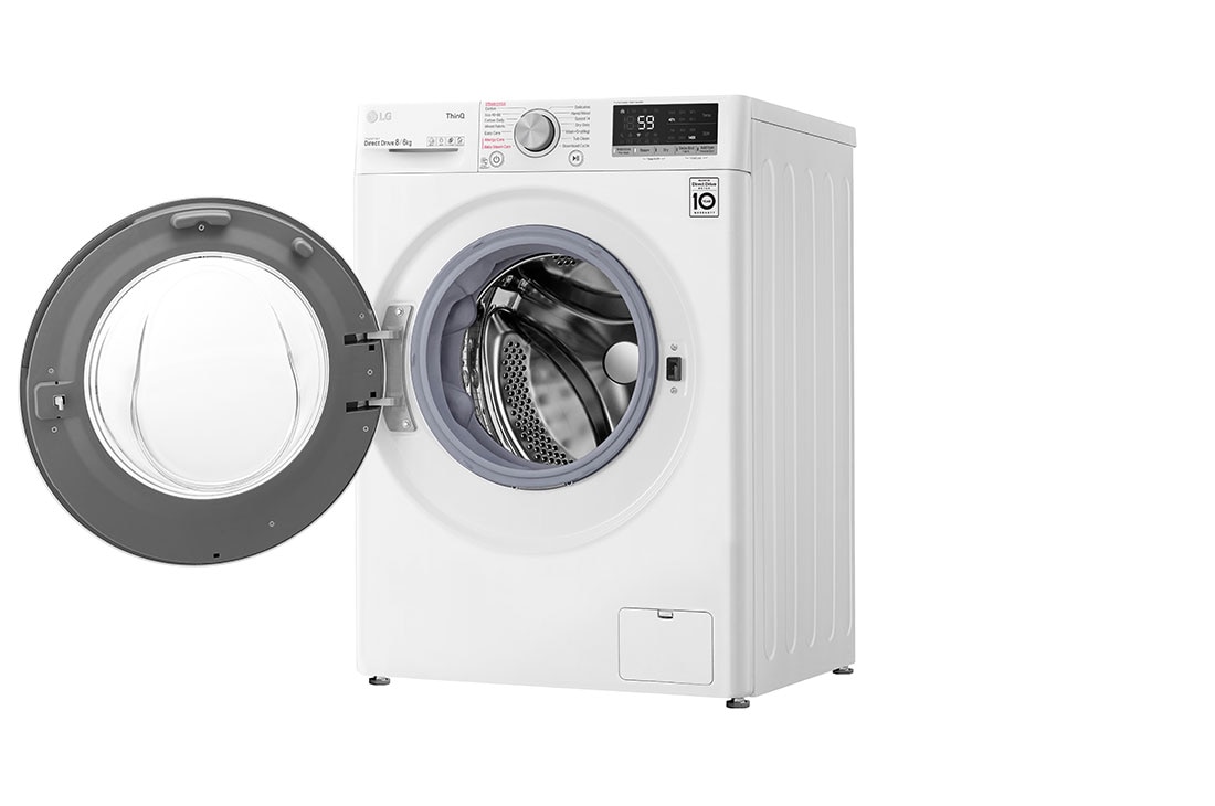 LG 8 kg / 6 kg Kuivaava pesukone(Valkoinen) - Steam, Energialuokka E, AI DD™, Smart Diagnosis™ - Wi-Fi-yhteys, K4DV508S1WE, K4DV508S1WE, thumbnail 13