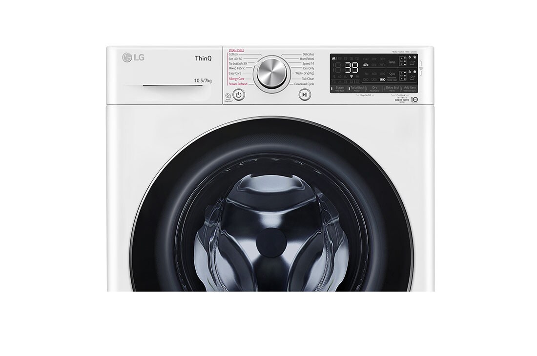 LG 10.5 kg / 7 kg Kuivaava pesukone(Valkonen) - Auto Dose, Steam, Energialuokka E, TurboWash™360, AI DD™ , Smart Diagnosis™ - Wi-Fi-yhteys, CV74J7S2QA, CV74J7S2QA, thumbnail 4