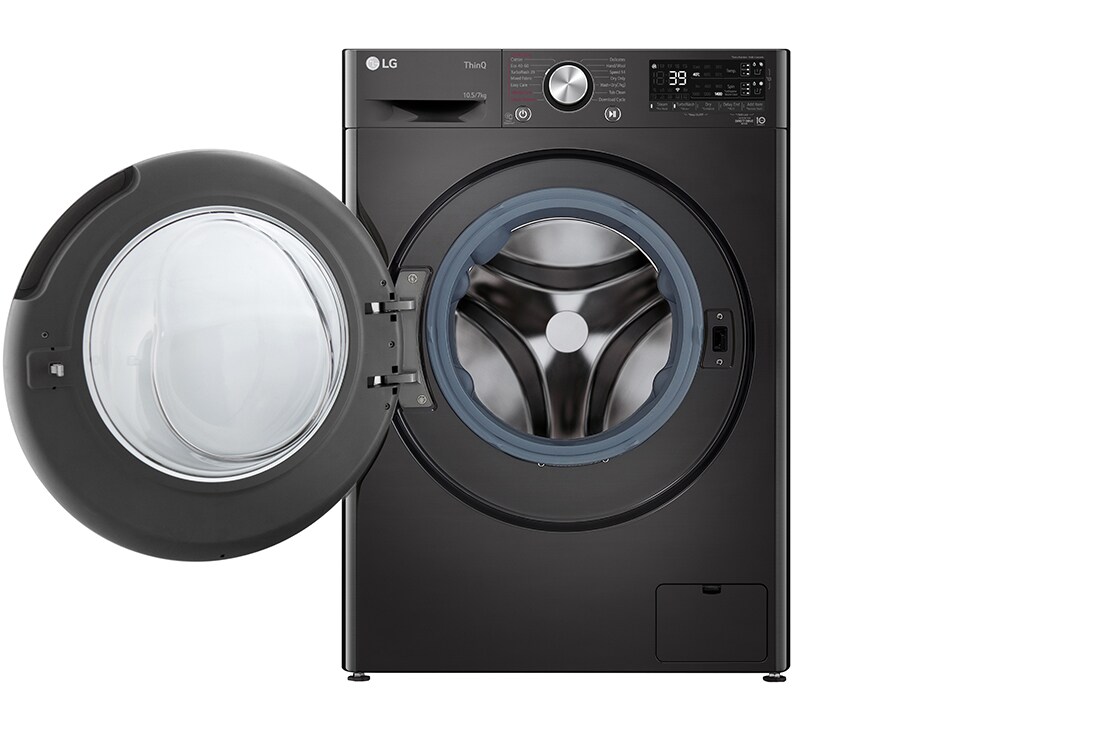 LG 10.5 kg / 7 kg Kuivaava pesukone(Musta) - Auto Dose, Steam, Energialuokka E, TurboWash™360, AI DD™ , Smart Diagnosis™ - Wi-Fi-yhteys, CV90J7S2BA, thumbnail 2