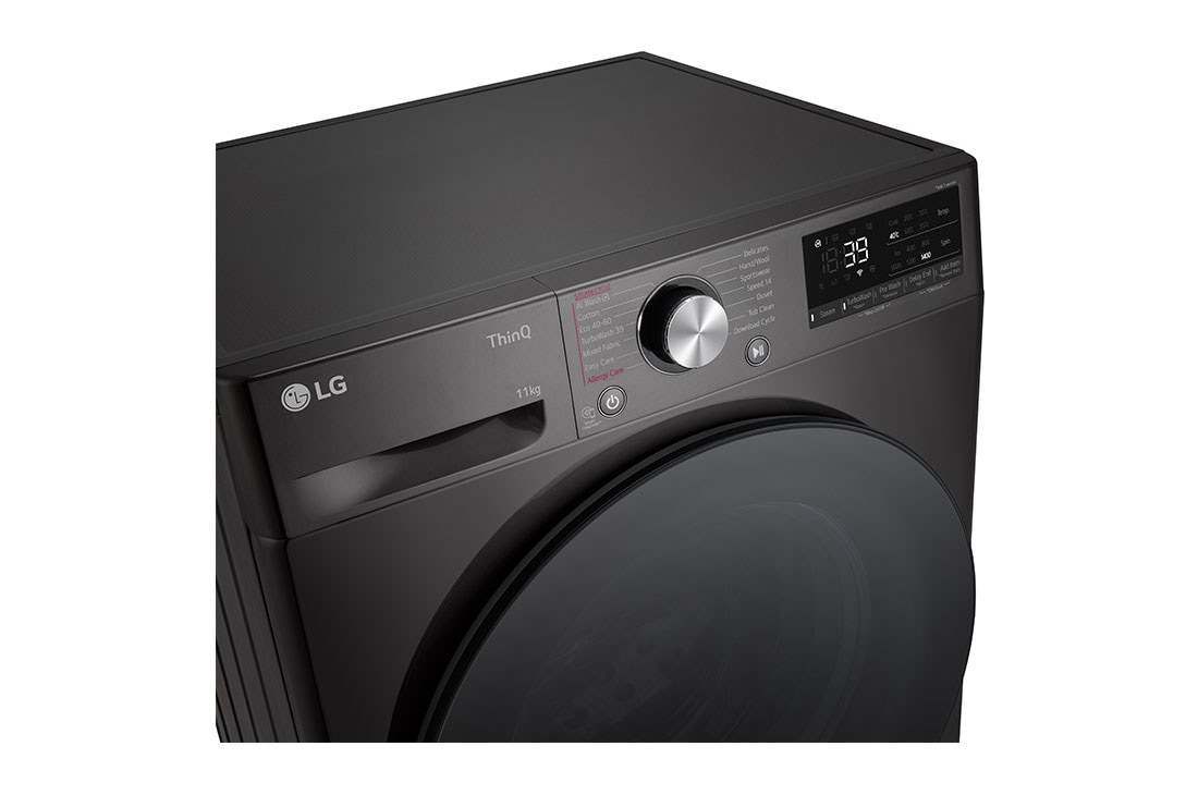 LG 11 kg Pyykinpesukone(Musta) -  Steam, Energialuokka A, TurboWash360™, AI DD™, Smart Diagnosis™ - Wi-Fi-yhtey, Top_Left_Panel_Detail, FV94ENS2QN, thumbnail 3