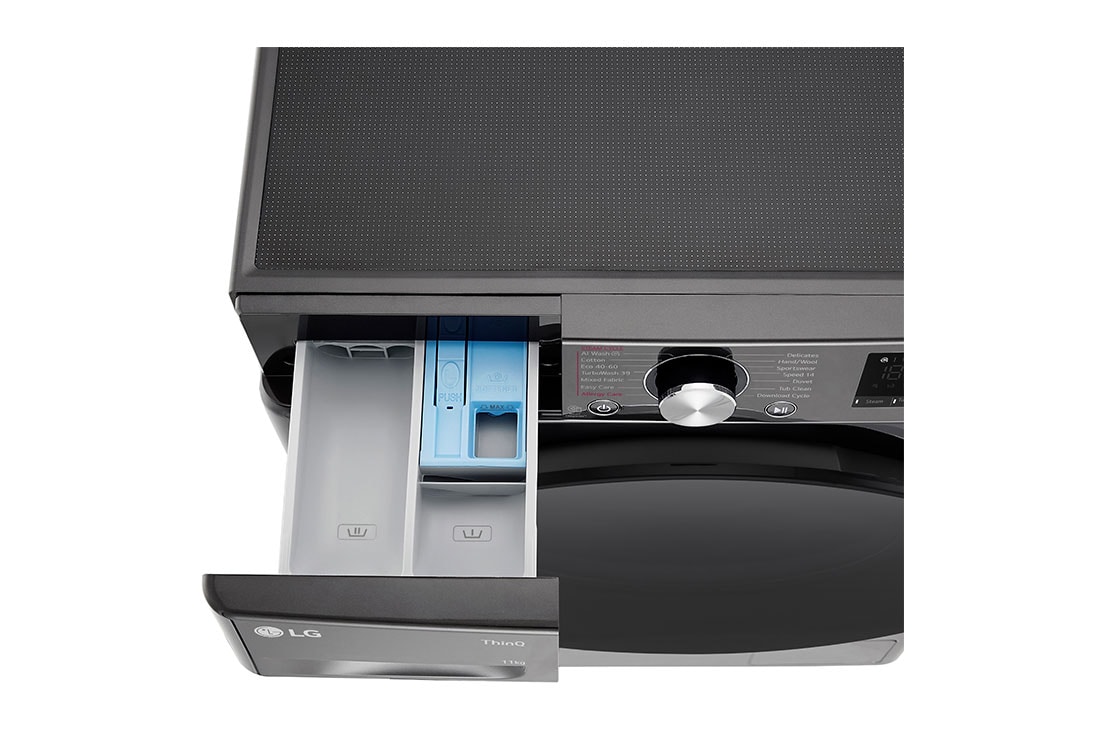 LG 11 kg Pyykinpesukone(Musta) -  Steam, Energialuokka A, TurboWash360™, AI DD™, Smart Diagnosis™ - Wi-Fi-yhtey, Top_Drawer_Open_Detail, FV94ENS2QN, thumbnail 7