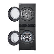 LG  12 kg / 10 kg WashTower(Musta) - Energialuokka A/C, Steam, TurboWash™360, AI DD™, Dual Inverter Heatpump™, WT1210BBF_FrontOpen, WT1210BBF, thumbnail 3