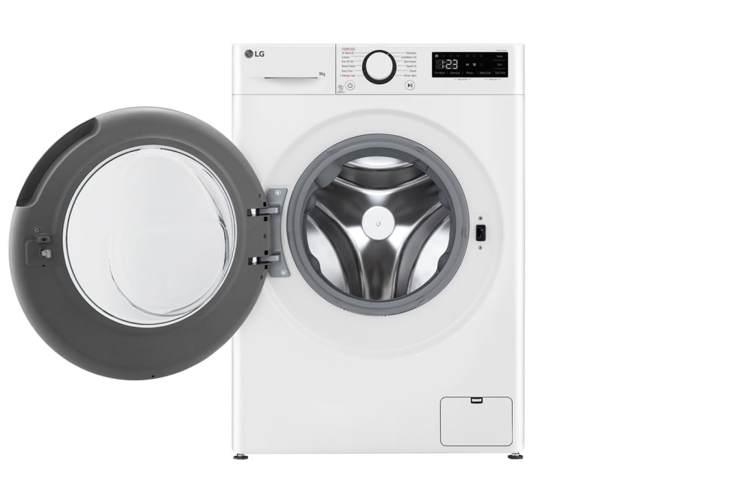 LG 9 kg Pyykinpesukone(Valkoinen) - Steam, Energialuokka A, TurboWash360™, AI DD™, Smart Diagnosis™ , Front view with door open, F4Y5VYP6WY, thumbnail 2