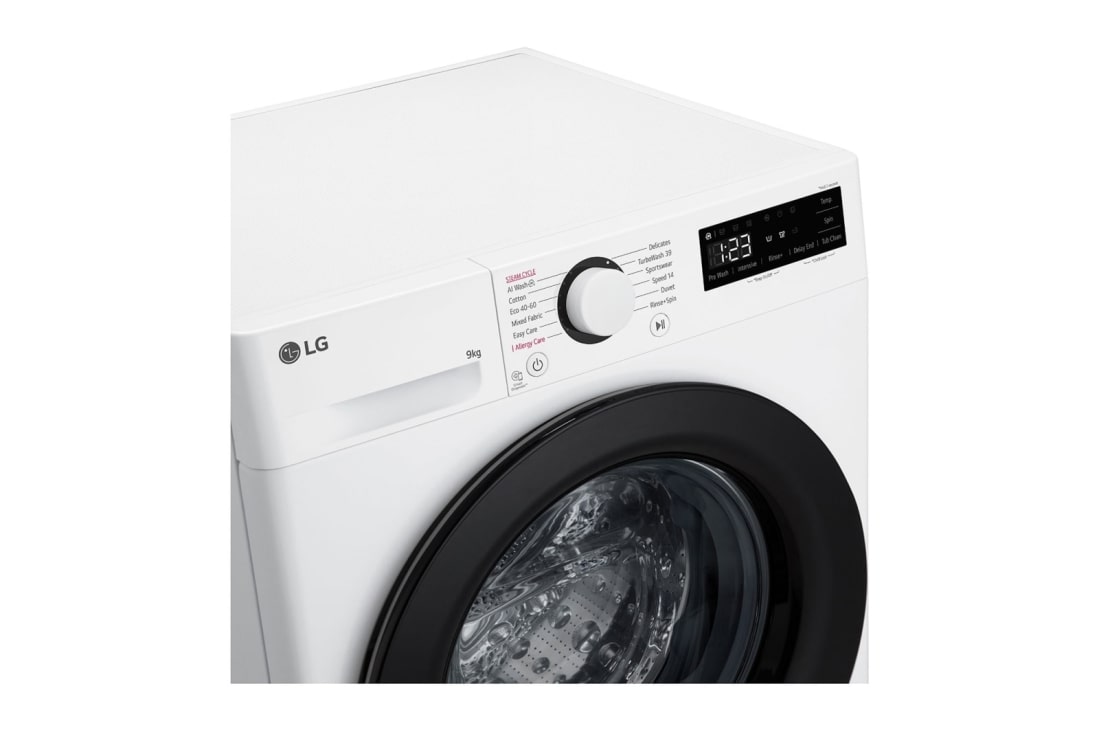 LG 9 kg Pyykinpesukone(Valkoinen) - Steam, Energialuokka A, TurboWash360™, AI DD™, Smart Diagnosis™ , Display view, F4Y5VYP6WY, thumbnail 7