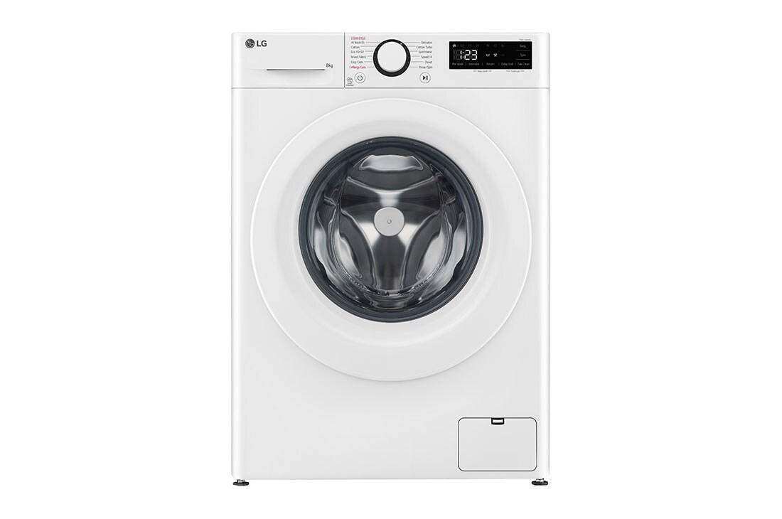 LG Slim 8 kg Pyykinpesukone(Valkoinen) - Steam, Energialuokka A, AI DD™,  Smart Diagnosis™, 47,5cm syvyys, Front view, F2Y5PYP3W