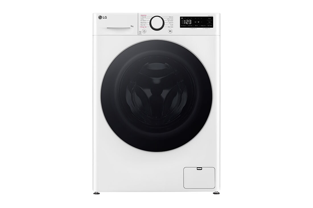 LG 9 kg Pyykinpesukone(Valkoinen) - Steam, Energialuokka A, AI DD™, Smart Diagnosis™ , Front View, F4Y5VYP1W