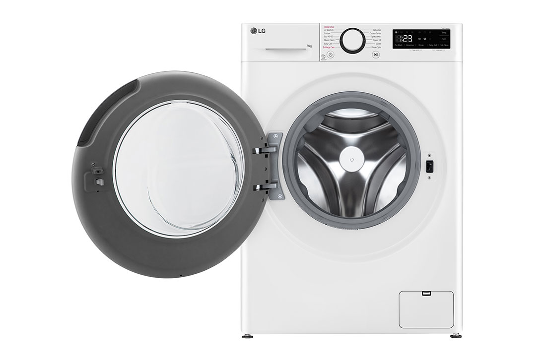 LG 9 kg Pyykinpesukone(Valkoinen) - Steam, Energialuokka A, AI DD™, Smart Diagnosis™ , Front view with door open, F4Y5VYP3W, thumbnail 2