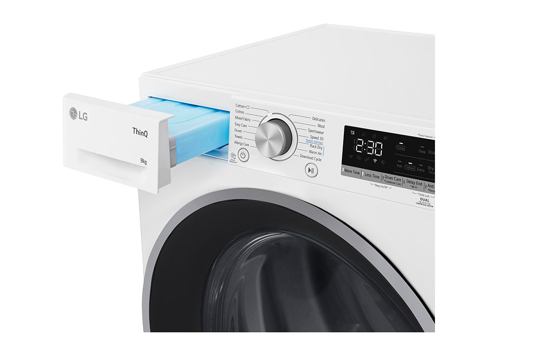 LG 9-kg DUAL Inverter Heat Pump™ Eco-Hybridikuivain Lämpöpumpputekniikalla , Ylhäältä avoin pesuainenäkymä, RH90V5AV7N, thumbnail 6