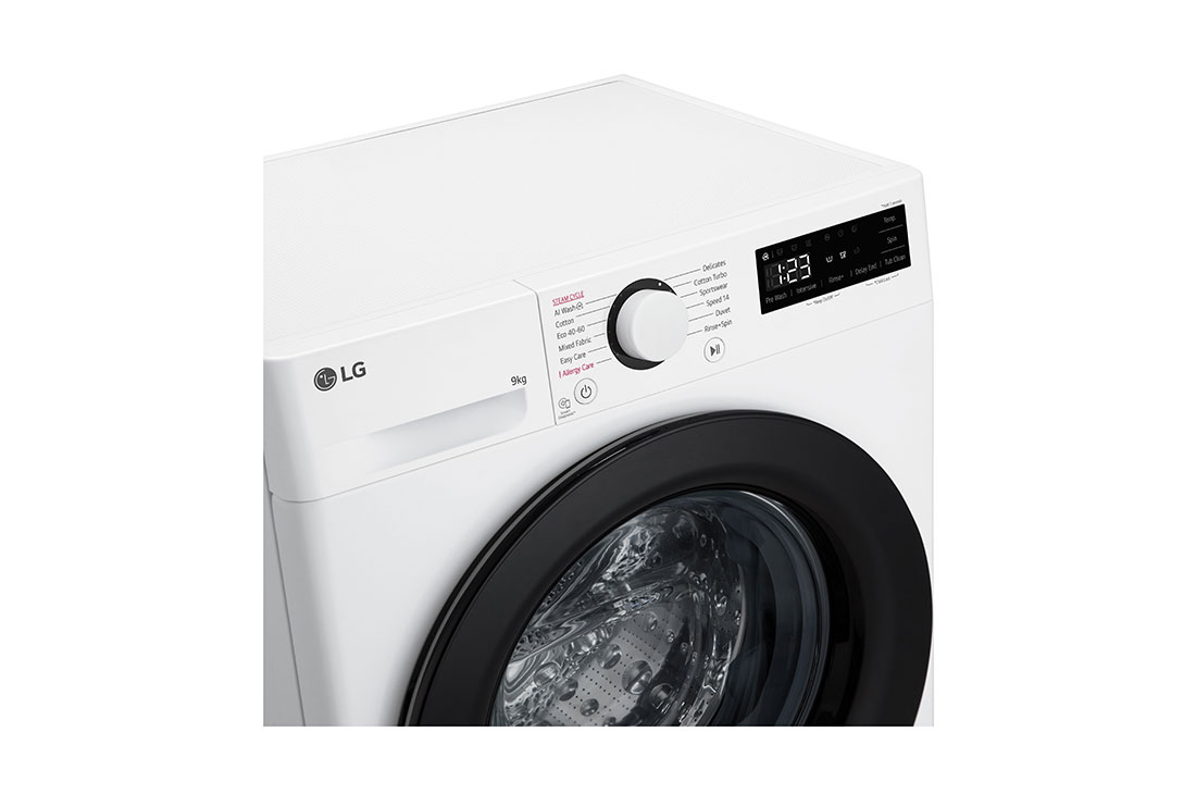 LG Slim 9 kg Pyykinpesukone(Valkoinen) - Steam, Energialuokka A, AI DD™,  Smart Diagnosis™, 47,5cm syvyys, Detail, F2Y5FYP6W, thumbnail 4