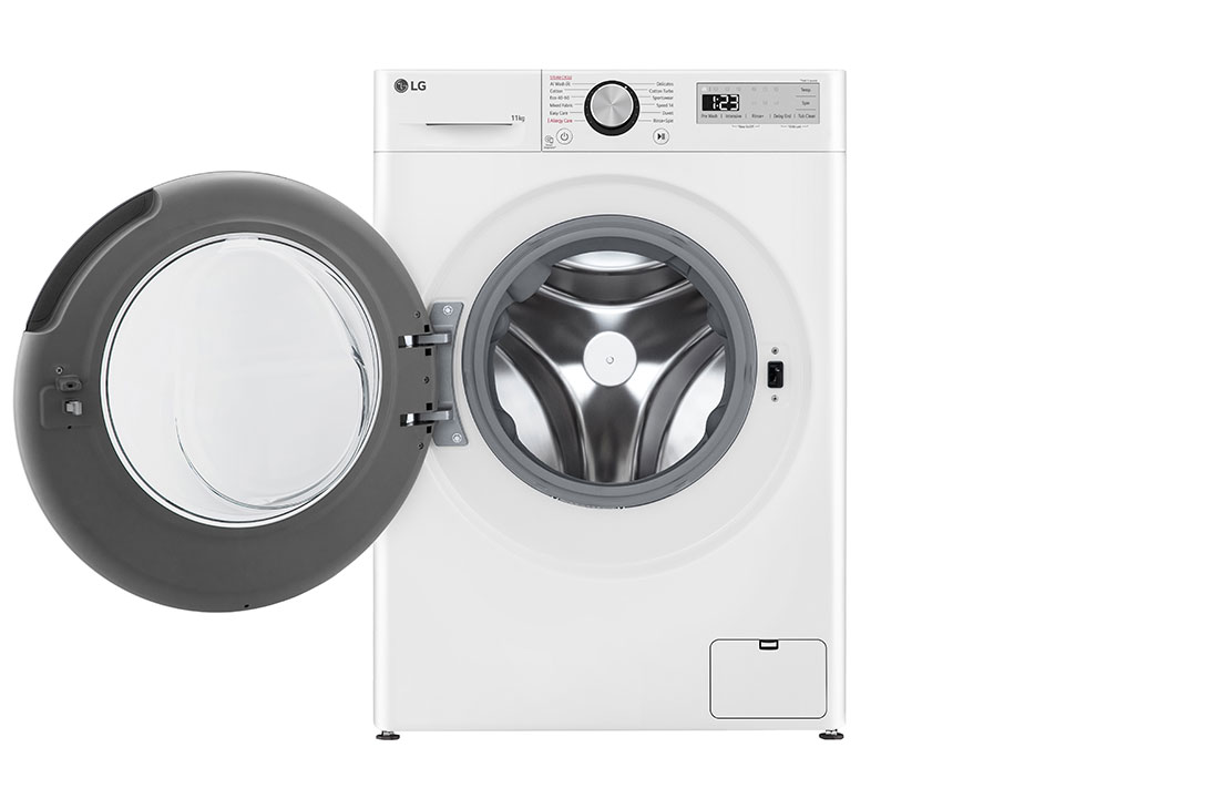LG 11 kg Pyykinpesukone(Valkoinen) - Steam, Energialuokka A, AI DD™ ja Smart Diagnosis™, Front door open, F4Y5EYP6W0F, thumbnail 2